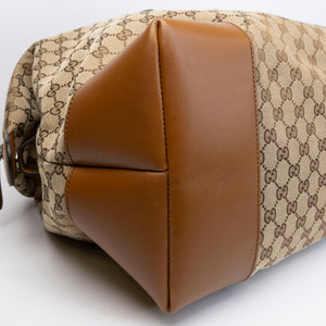 GUCCI BOSTON BAG GG CANVAS BROWN TOTE BAG SHW