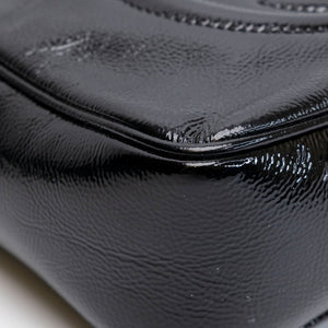 GUCCI SOHO DISCO CAMERA BAG PATENT LEATHER BLACK LGHW