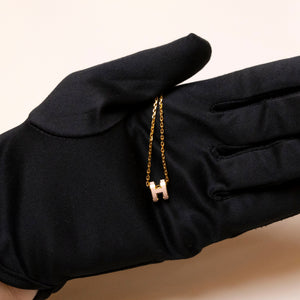 HERMES MINI POP H NECKLACE ROSE DEAGEE GHW