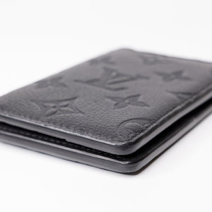 LOUIS VUITTON POCKET ORGANIZER MONOGRAM SHADOW BLACK LEATHER