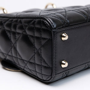 CHRISTIAN DIOR MINI LADY DIOR LAMBSKIN BLACK GHW