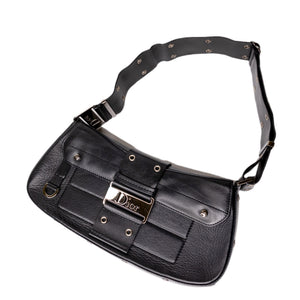 CHRISTIAN DIOR VINTAGE PUNK SHOULDER BAG BLACK SHW