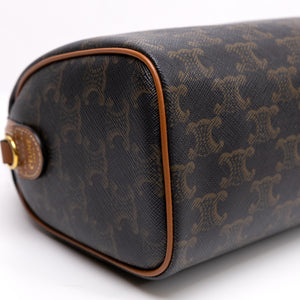 CELINE SMALL BOSTON BAG TRIOMPHE CANVAS/ CALFSKIN TAN GHW