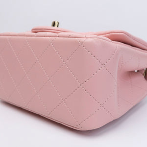 CHANEL MINI SQUARE FLAP BAG LAMBSKIN LIGHT PINK LGHW (MICROCHIP)