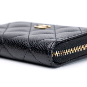 CHANEL CLASSIC ZIPPED COIN PURSE BLACK CAVIAR GHW
