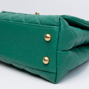 CHANEL SMALL COCO HANDLE CAVIAR GREEN LGHW
