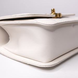 CHANEL 24C GOLD CRUSH MINI FLAP BAG WHITE CALFSKIN GHW (MICROCHIP)