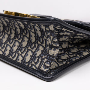 CHRISTIAN DIOR 30 MONTAIGNE CHAIN BAG OBLIQUE JACQUARD BLUE GHW