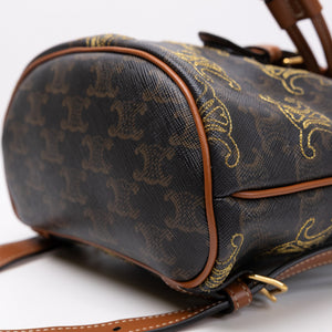 CELINE MINI BACKPACK FOLCO TRIOMPHE CANVAS / CALFSKIN BLACK GHW
