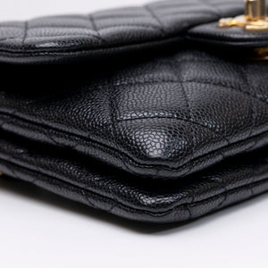 CHANEL 22S SHINY CAVIAR PICK ME UP FLAP BELT BAG BLACK CALFSKIN GHW