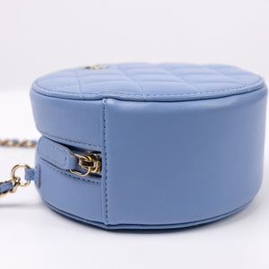 CHANEL ROUND CLUTCH BLUE LAMBSKIN LEATHER GHW