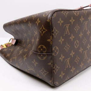 LOUIS VUITTON NEO NOE BROWN/ ROSE POUDRE MONOGRAM CANVAS GHW