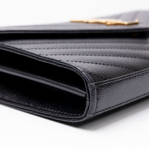 SAINT LAURENT ENVELOPE CHAIN WALLET CALFSKIN BLACK GHW