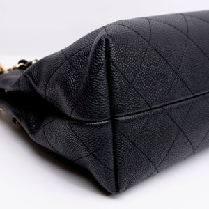 CHANEL SMALL CITY WALK HOBO BLACK CAVIAR QUILTED LEATHER GHW