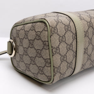 GUCCI GG MONOGRAM MINI JOY BOSTON BAG BEIGE / GREEN GHW