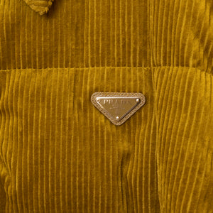 PRADA COTTON CORDUROY DOWN PUFFER MEN JACKET BROWN SIZE M