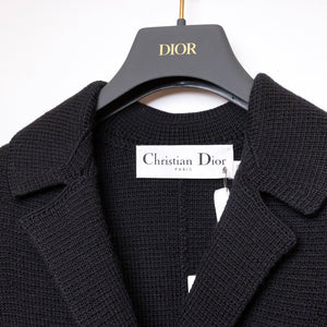 CHRISTIAN DIOR 30 MONTAIGNE KNIT WOOL DOUBLE BREASTED BAR JACKET BLACK SIZE 4