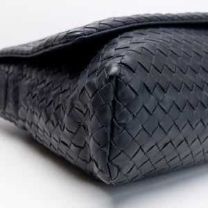 BOTTEGA VENETA INTRECCIATO MESSENGER BAG BLACK BLACK HARDWARE