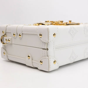 LOUIS VUITTON PETITE MALLE MONOGRAM EMBROIDERED WHITE CALFSKIN GHW
