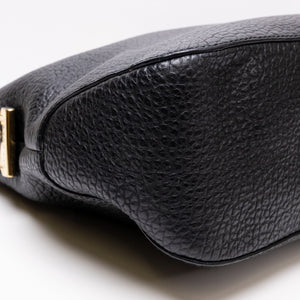 BURBERRY SMALL LEDBURY HOBO SATCHEL BLACK GRAINED CALFSKIN LEATHER GHW