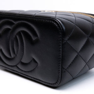 CHANEL 23P VANITY TOP HANDLE LAMBSKIN LEATHER BLACK BAG