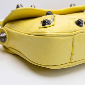 BALENCIAGA SMALL LE CAGOLE SLING SHOULDER BAG YELLOW LAMBSKIN LEATHER SHW