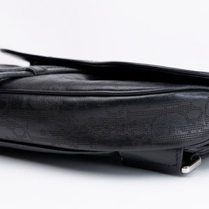 CHRISTIAN DIOR OBLIQUE GALAXY MENS SADDLE BAG BLACK CALFSKIN SHW
