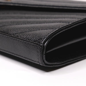 SAINT LAURENT ENVELOPE CHAIN WALLET CALFSKIN BLACK GHW