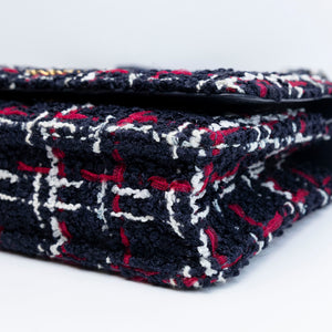 CHANEL SMALL 19 BAG TWEED BLACK / RED / WHITE MULTICOLOUR HARDWARE