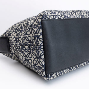 LOEWE CUBI ANAGRAM BAG JACQUARD CANVAS NAVY / BLACK GHW