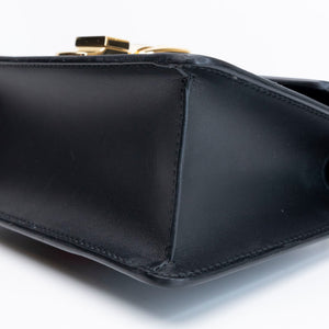 GUCCI MINI SYLVIE CHAIN BAG BLACK CALFSKIN GHW