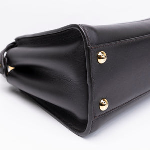 FENDI MINI PEEKABOO BAG DARK BROWN CALFSKIN LEATHER GHW