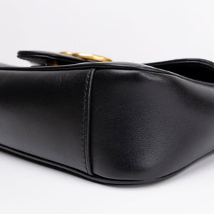 GUCCI GG MARMONT SMALL SHOULDER BAG CALFSKIN BLACK GHW