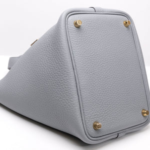 HERMES PICOTIN LOCK 18 GRIS PANTIN CLEMENCE LEATHER GHW STAMP K