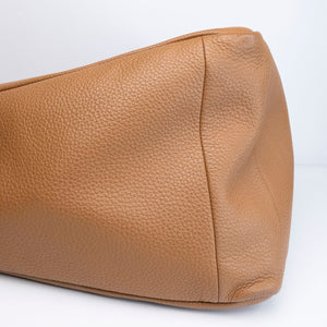 PRADA LARGE TRIANGLE LEATHER BAG CARAMEL SHW