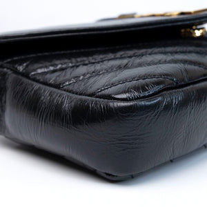 SAINT LAURENT COLLEGE SHOULDER BAG BLACK CALFSKIN LEATHER GHW