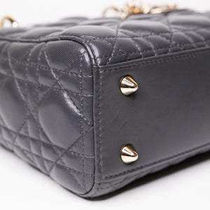 CHRISTIAN DIOR MY ABC DIOR SMALL LADY DIOR LAMBSKIN DARK GREY GHW