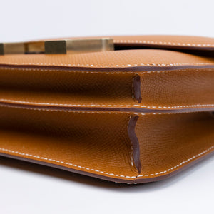 HERMES MINI CONSTANCE EPSOM GOLD GHW STAMP K