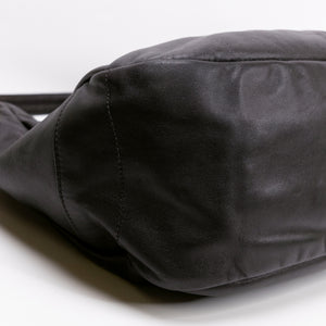 PRADA BLACK VITELLO DAINO LEATHER ZIP TOP HOBO BAG GHW