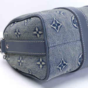 LOUIS VUITTON KEEPALL BANDOULIERE 25 WASHED DENIM CANVAS BLUE SHW