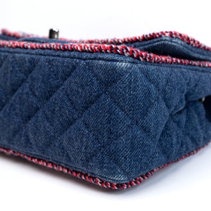 CHANEL DENIM MINI FLAP BAG BLUE WITH TWEED SHW