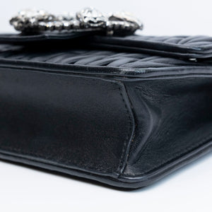 MIUMIU CRYSTAL MATELASSE LEATHER TOP HANDLE BAG BLACK SHW