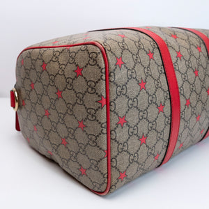 GUCCI GG SUPREME MEDIUM JOY BOSTON BAG BEIGE / RED GHW