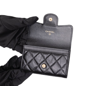CHANEL 2.55 REISSUE FLAP CARD HOLDER BLACK CALFSKIN GHW