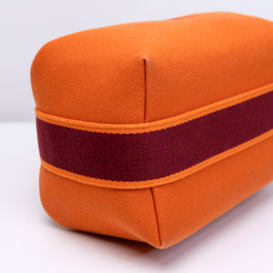 HERMES SMALL BRIDE-A-BRAC TRAVEL CASE ORANGE FEU CANVAS SHW