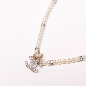CHANEL 24K CC CLOVER PEARL NECKLACE