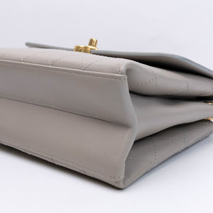 CHANEL COCO LUXE FLAP BAG GREY LAMBSKIN LEATHER GHW