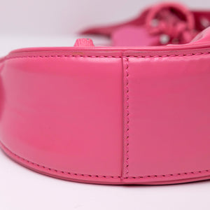 BALENCIAGA LE CAGOLE XS PINK POLISHED LAMBSKIN LEATHER PINK HARDWARE