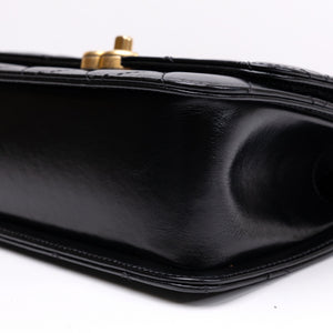 CHANEL GOLD CRUSH MINI FLAP BAG BLACK CALFSKIN LEATHER GHW (MICROCHIP)