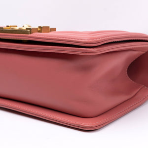 CHANEL SMALL LE BOY BAG PINK LAMBSKIN LEATHER GHW